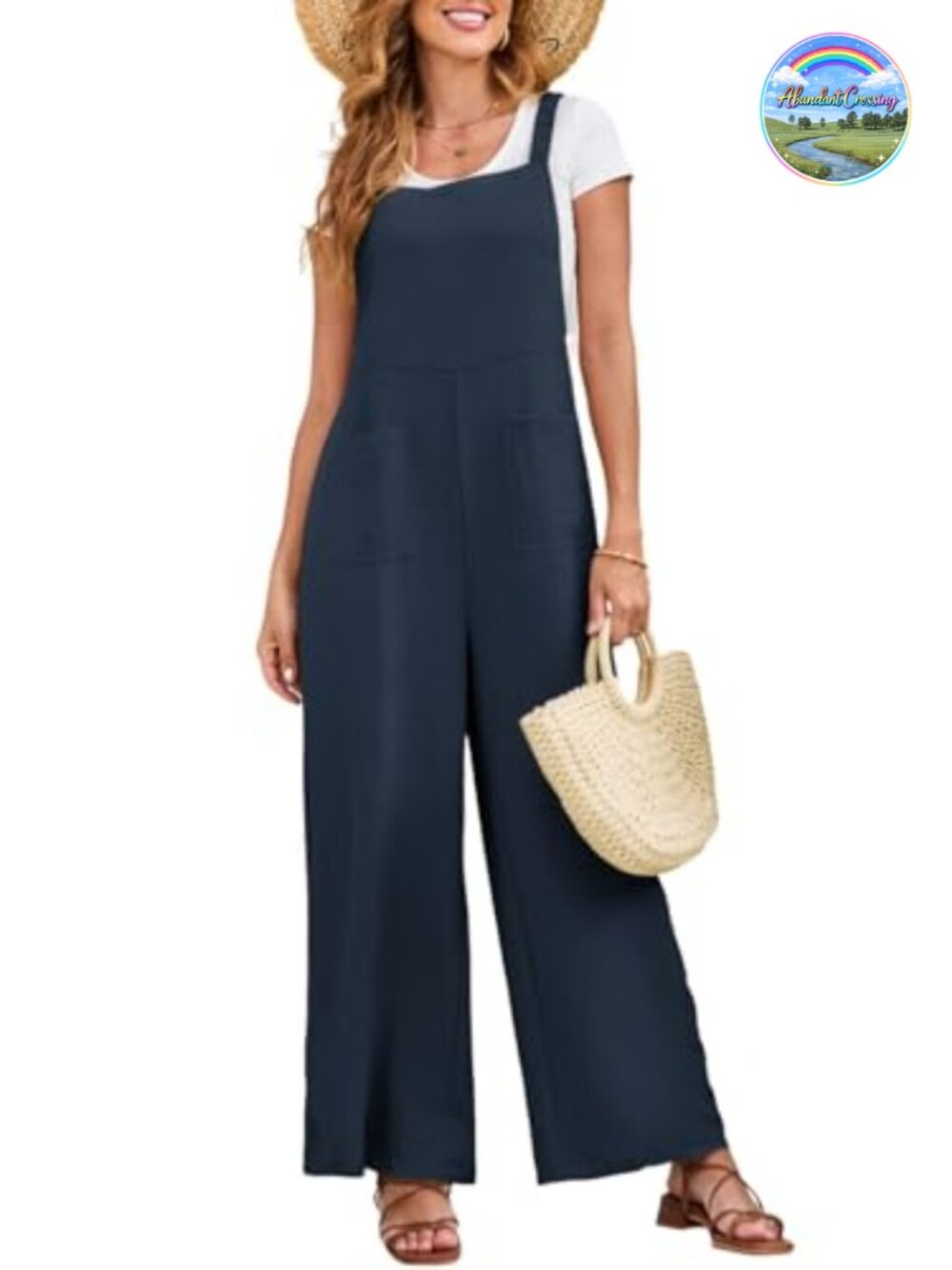 Dokotoo Womens Sleeveless Wide Leg Jumpsuit with Pockets Casual One Piece